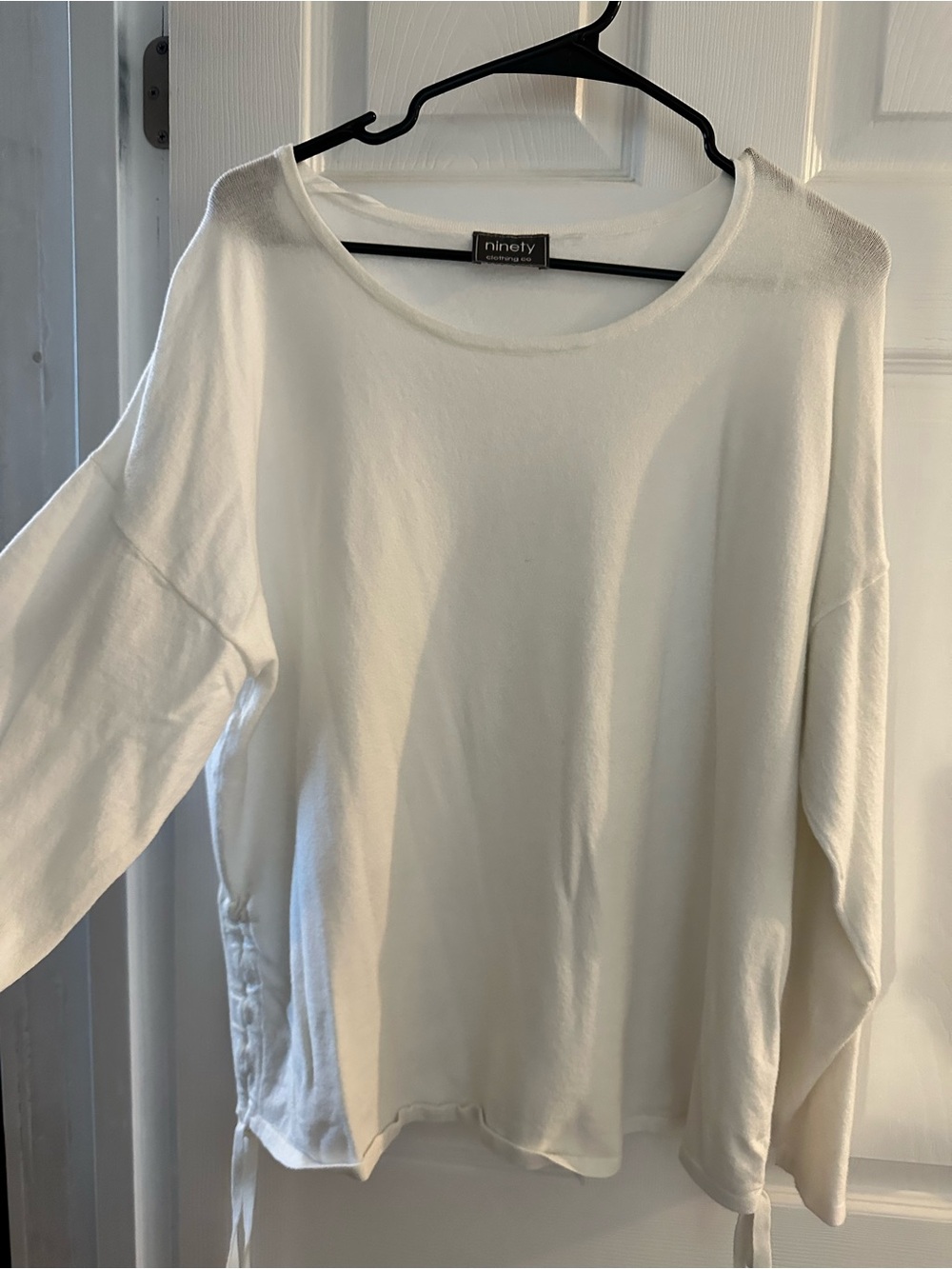 Ninety Cream Lightweight Women's Supersoft Pullover with Side Ties